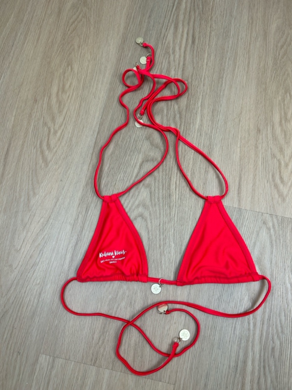NWOT Kulani Kinis Halter Bikini Top in Cherry Crush S - Picture 7 of 8